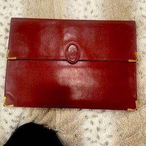 Vintage Cartier Bordeaux Leather Envelope Clutch
